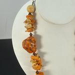 Trigg Leather Western Orange Stone Beaded Concho Necklace & Earrings Set Photo 5