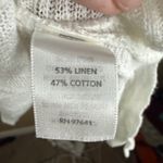 J.Jill  White Linen Cotton Blend V Neck 3/4 Sleeve Tunic Sweater Top Med Office Photo 3