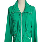 Chico's Zenergy  Stripe Jacket Size 1 Green full Zipper Stretch Pocket Outdoor Photo 0