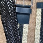 Womens Wide Cream And Navy Blue Color Woven Leather Belt 0 Photo 8