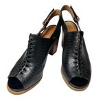 Clarks  Artisan Black‎ Leather Slingback Peep Toe Block Heel Sandals Size 7 1/2 Photo 8