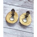 Vintage Clip On Earrings Straw Like Design Slightly Curved Oval Shaped Large Yellow Photo 4