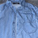 ZARA  Chambray Button Down Shirt Blue‎ Denim Look Top Size Medium Photo 4