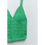 ZARA  Bright Green Crochet Knit Bustier V-Neck Crop Top Size Large Photo 4