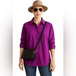 Athleta Oversized Jazzy Purple Poplin Performance Button Up Shirt NWT XL Photo 6