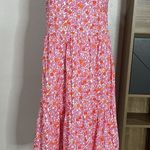 J.Crew  Tiered Ruffle Midi Dress 6 Pink White Orange Photo 2