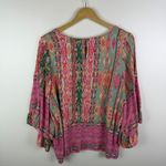 Easel Boho Ikat Butterfly Sleeve Tunic Top Medium Multicolor Festival Colorful Pink Photo 3