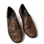 Clarks Brown Leather Slip On Loafers Comfort Casual Heeled Shoes Photo 1