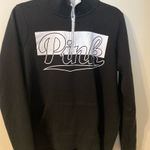 PINK - Victoria's Secret VS PINK‎ Victoria's Secret Black White Pullover 1/4 Zip Sweatshirt Size Small Photo 0