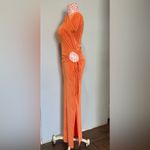 12th Tribe  Orange Long Sleeve Bodycon Side Cutout Side Slit Evening Club Dress M Photo 2