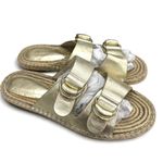 Joie  Cagney Leather Espadrille Gold Slide Sandals New! Photo 5
