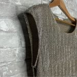 Calvin Klein Gold Ribbed Shimmer Cap Sleeve Ruched Blouse Size Large *Used Photo 3