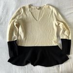 Banana Republic Cashmere Wool Blend Colorblock Peplum Sweater, Small Photo 2