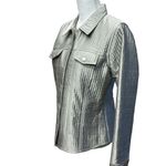 Susan Bristol  Women's‎ Size M Silver Quilted Snap Closure Blazer Jacket Metallic Photo 6