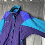 Columbia Vintage Jacket Womens Small Purple Teal Color Block 90s Rain Coat Parka Photo 1