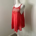 Free People  coral red eyelet sleeveless tank top size S Photo 2