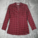 Roper Shirt Womens Medium Red White Geometric Floral Cowgirl Western Colorful Photo 1