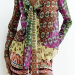 ZARA Boho Patchwork Sheer Pheasant Blouse Size L NEW Photo 0