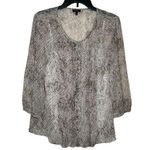Talbots  Womens Top Snake Print Button Front 3/4 Sleeve 2-Piece Gray Plus Size 14 Photo 0