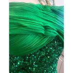Scala  100% SILK TOP SEQUINED BEADED NECK FLOOR LENGTH GREEN GOWN WOMENS SIZE 5 Photo 5