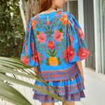 Farm Rio Anthropologie Women’s Floral Blue Tropical Tapestry Tiered Mini Skirt Photo 4