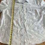 The Company Store Top Sz 1X Blue White Floral Print Long Sleeve Cotton Button Up Photo 3