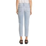 frame denim NWT Frame Le Garcon Hideaway Raw Hem Patched Distressed Jeans in Light Wash Photo 3