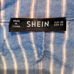 SheIn Classic Blue/White Striped Open Front Blazer Photo 11