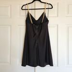 Alice + Olivia Harmony Chain-trimmed Satin Drapey Slip Black Mini Dress sz 8 Photo 10