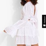Boohoo White Eyelet Puff Sleeve Detail Crop Top size 4 boho Y2K Photo 3