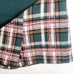 Pink Lily  Green Pink Tan White Zip And Hook Closure Plaid Tweed Skort Photo 2