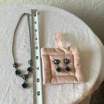 Blue Floral Silver Tone Necklace & Earrings Set Photo 11