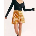 Free People  Margaux Velvet Floral Mini Skirt Gold & Pink Size 12 Photo 0