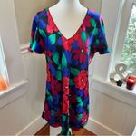 Barbizon‎ Bright Mini Dress V Neck Lightweight Flutter Sleeves Fits Large Blue Photo 8