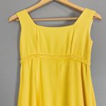 Vintage 1960s Dress Handmade Floral Train Yellow Crepe Empire Waist Bow Back Size undefined Photo 2