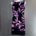AB Studio  Little Black Purple Floral Formal Party Pencil Dress Womens Small 4 Photo 4
