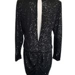 Retrofête Retrofete Flynn Sequin Ruched Tulle Long Sleeve Key Hole Mini Dress Black Large Photo 3