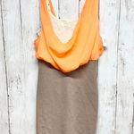 Lulus Dress Women Size Small Orange Tan Zip Back Lined Top Sleeveless Bodycon Photo 0