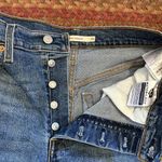 Levi's RIBCAGE STRAIGHT BUTTON FLY LONG INSEAM CUT OFF SHORTS Photo 2