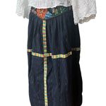 Unique Vintage Cotton Tapestry Waist Midi Skirt, Dark Navy Photo 9