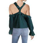 Likely  Green Open Shoulder Bell Sleeves Top Blouse, Size M​​​​​​​​​​ Photo 1
