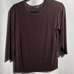 VTG Fiore Slinky Brown Top 3/4 Sleeve USA Elevated Basic Minimalist Travel L Size L Photo 0
