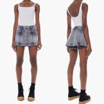 NWT Mother Superior The Breaker Mini Skirt In Shadow Dancing Size 31 Denim Skirt Gray Photo 1