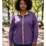 COOFANDY Women's Top Purple Yellow Contrasting Trim XXXL Artsy Cotton Size undefined Photo 1