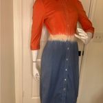 Prada Tie dye Red Blue Bicolour Shirt Dress Size 42 Collection 2004. Photo 7