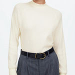 Madewell Waffle Knit Long Sleeve Crewneck Tee in Winter White, Size Medium Photo 0