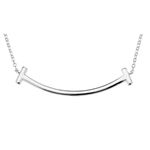 Boutique NEW White Gold Filled K18 Curve‎ Bar Necklace, Minimalist Chain Pendant, 16-18" Photo 1