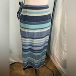 100% silk Bridgetown Collection striped wrap skirt size small Blue Photo 2
