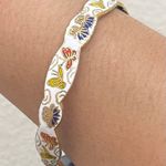 Vintage Chinese Cloisonné White Blue Enamel Butterfly Bangle Bracelet 33g. Photo 4