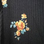 Black Floral Puff Sleeve Shirt Large Photo 2